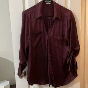 Express Portofino Slim Fit Long Sleeve Blouse